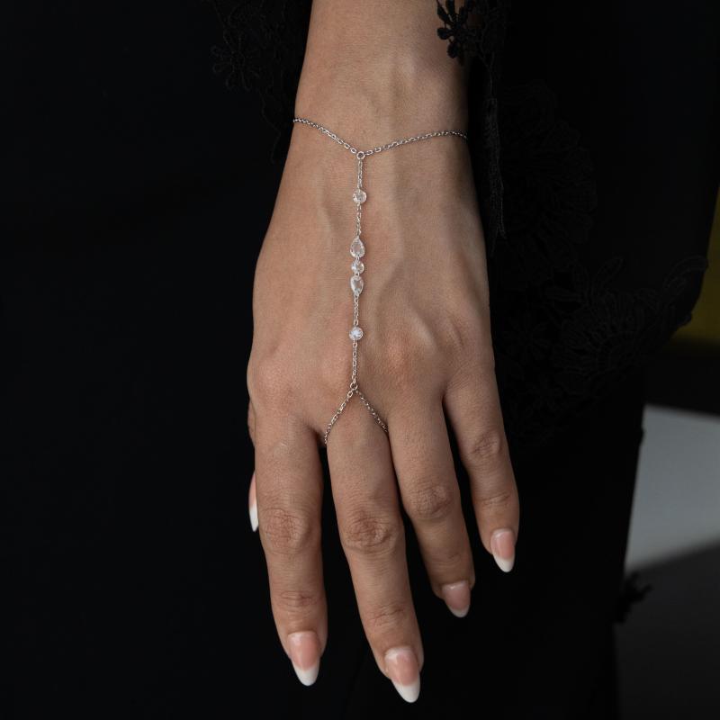 أسوارة كف فضة أصلي بقطرة الندى