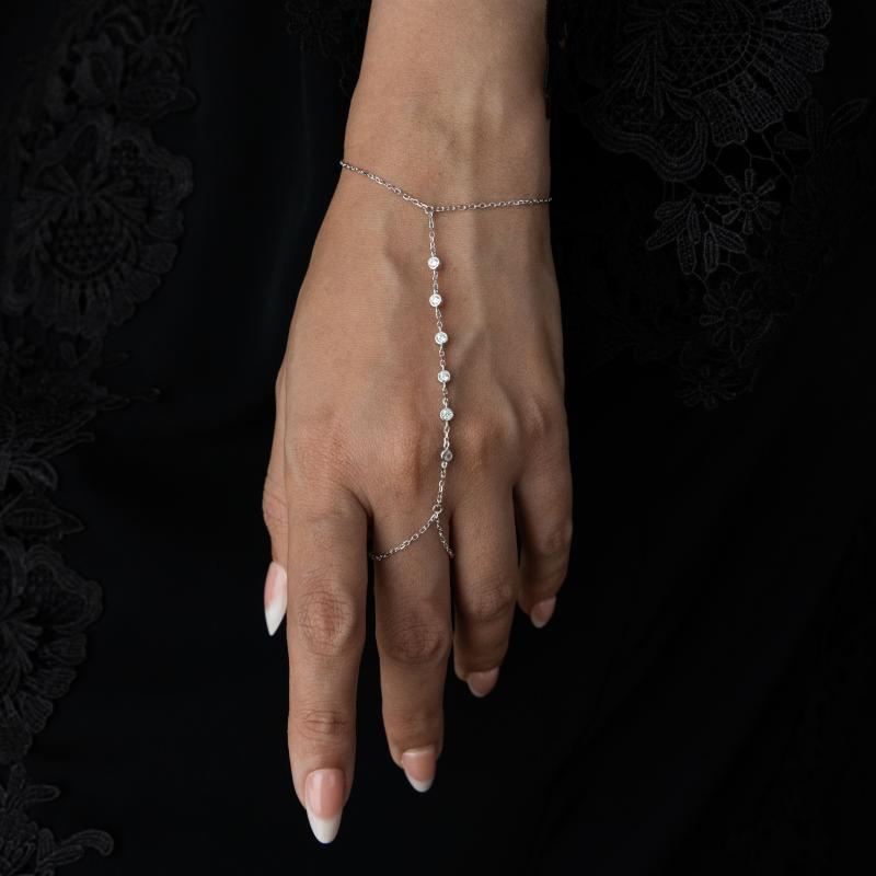 أسوارة كف فضة أصلي بستة كريستالات