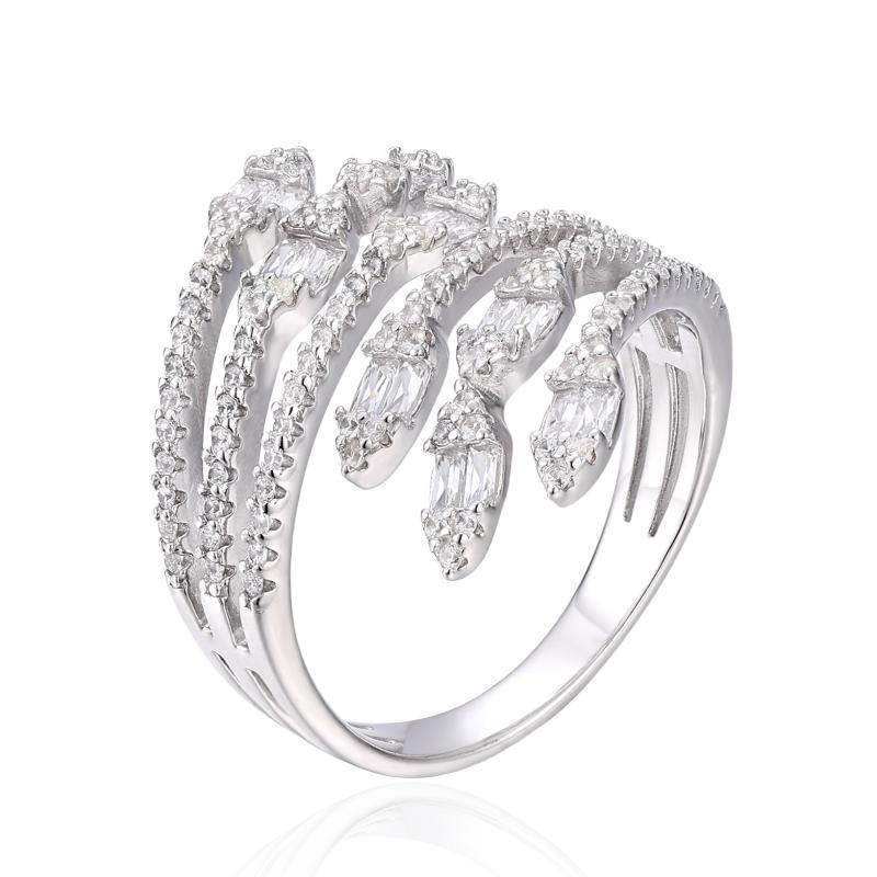 خاتم فضة أصلي متعدد الطبقات مع أحجار ماركيز