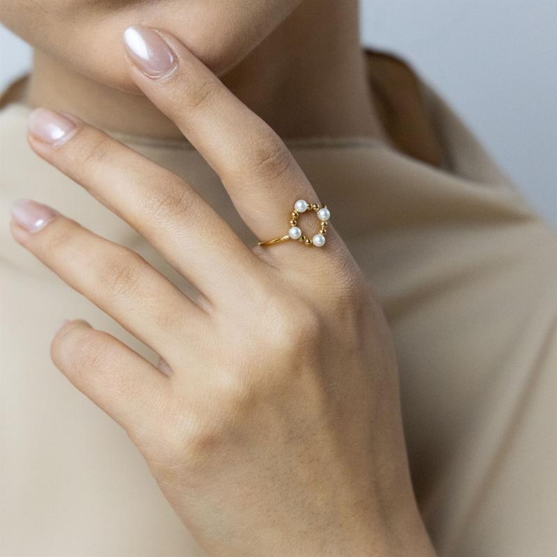 خاتم هالة اللؤلؤ (مقاس حر)