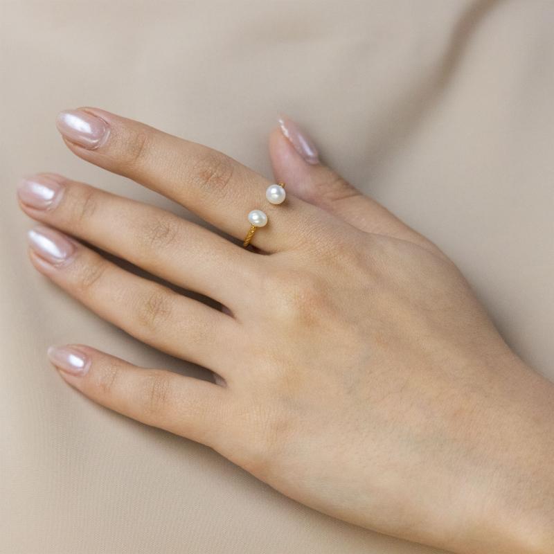 خاتم سوار مفتوح باللؤلؤ (مقاس حر)