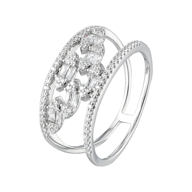 خاتم فضة أصلي بخطين بتصميم تاج