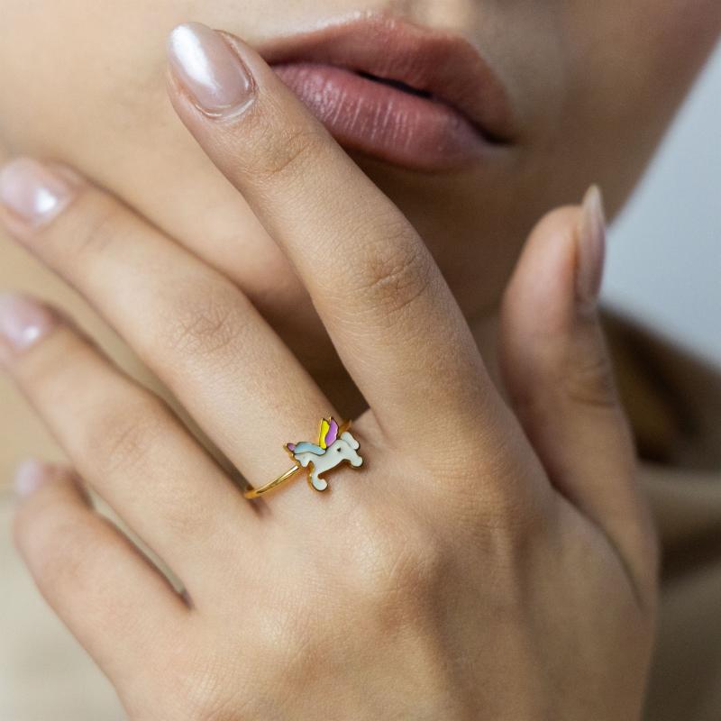 خاتم وحيد القرن متعدد الألوان (مقاس حر)