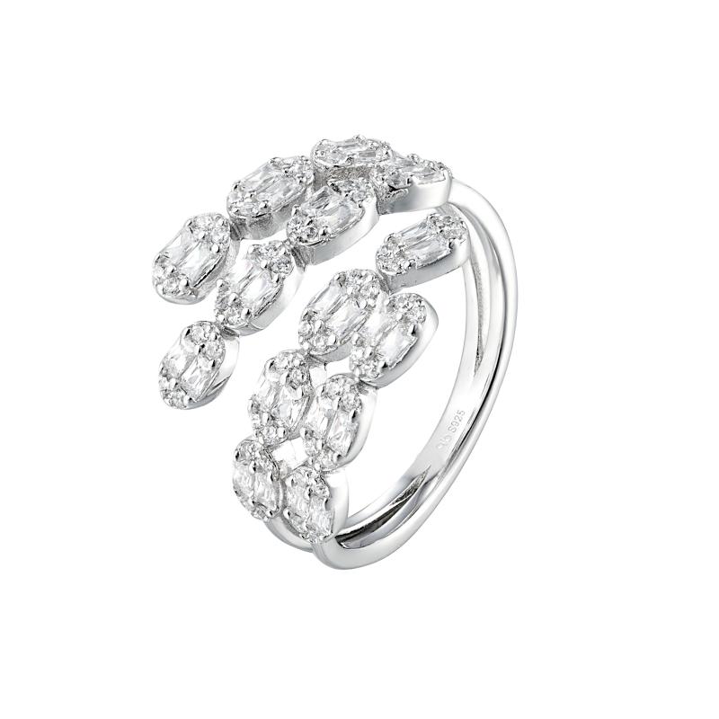 خاتم فضة أصلي متعدد الصفوف بتصميم مقطّع