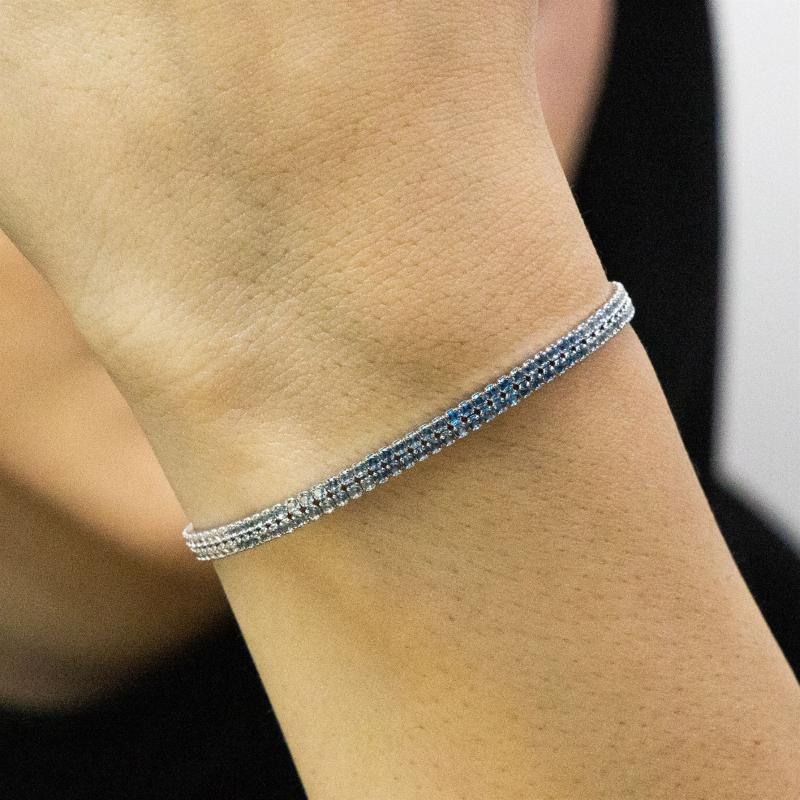 سوار الأحجار الكاملة ثلاثي الألوان – فضة أصلية