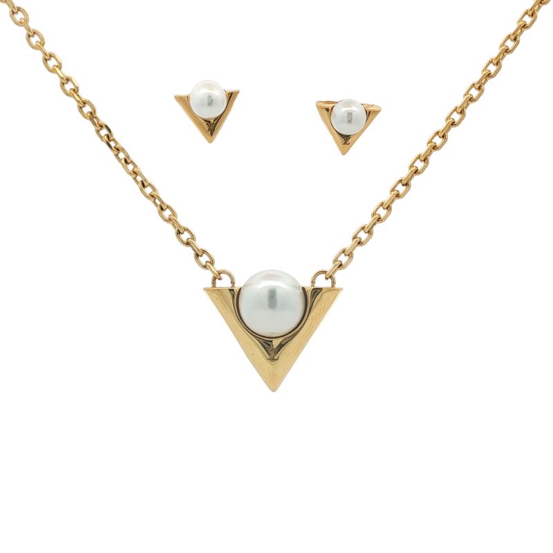 L&V - شعار حرف V كتلي مع لؤلؤة