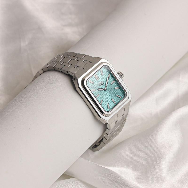 ساعة رجالية مستطيلة PB مع ألوان (فيروزي)