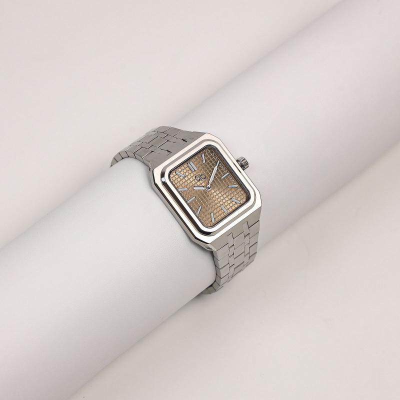 ساعة رجالية مستطيلة PB مع ألوان (بني)