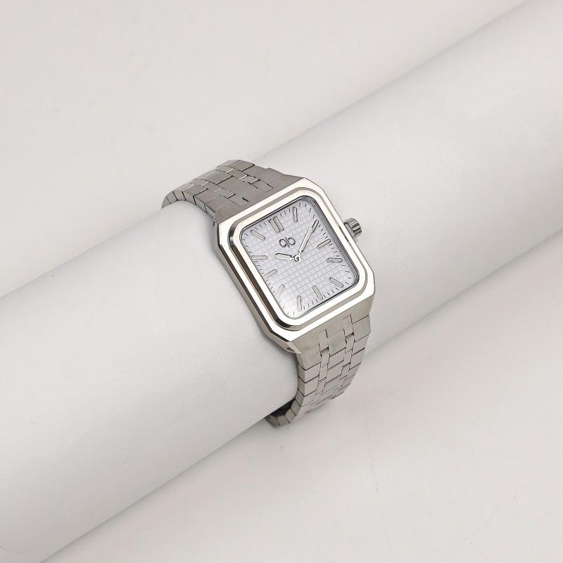 ساعة رجالية مستطيلة PB مع ألوان (أبيض)