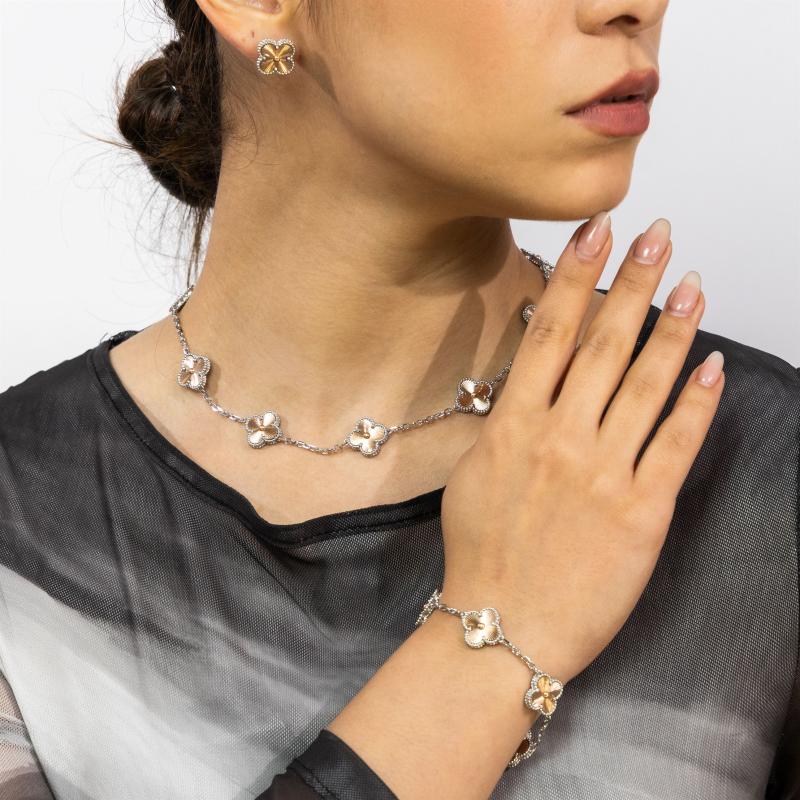 VCA - 10 زهور مرصعة بالذهب الوردي