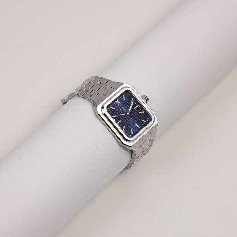 ساعة رجالية مستطيلة PB مع ألوان (أزرق غامق)