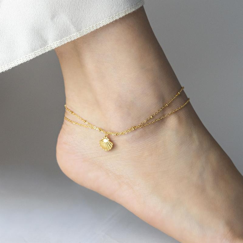 خلخال بقوقعة صغيرة وخرزات دقيقة