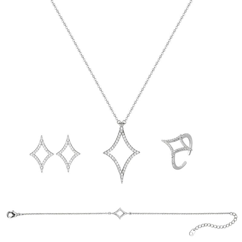 طقم إكسسوارات فضية كامل