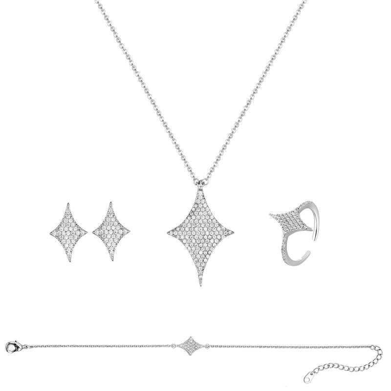 طقم إكسسوارات فضية كامل