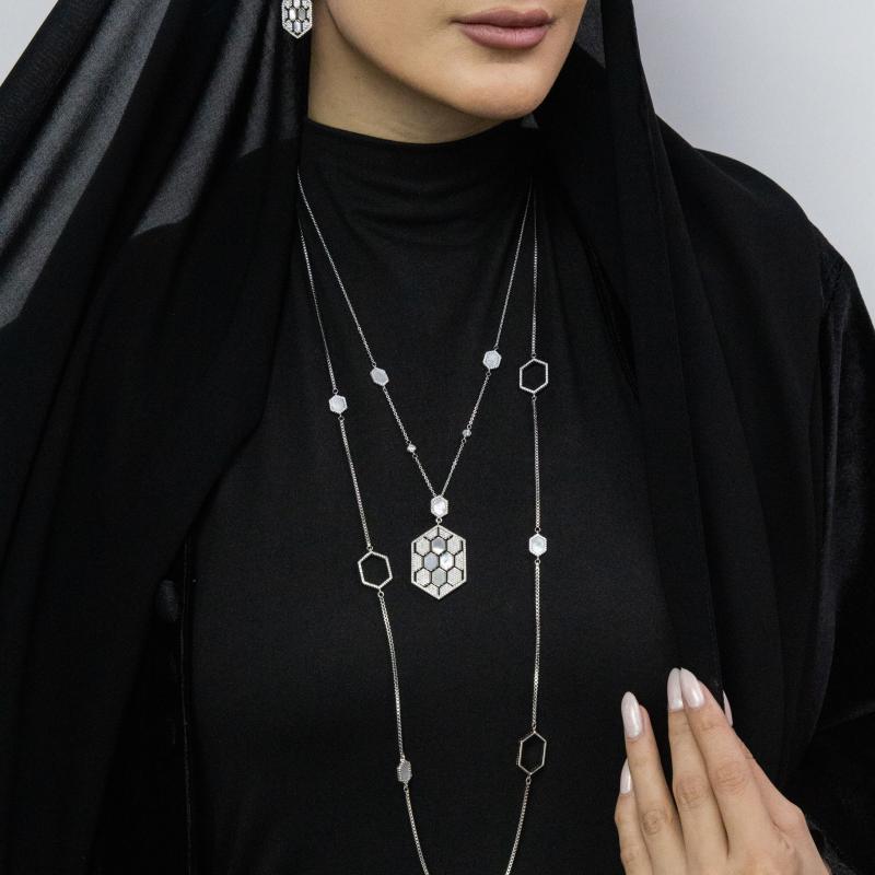 طقم إكسسوارات فضية كامل