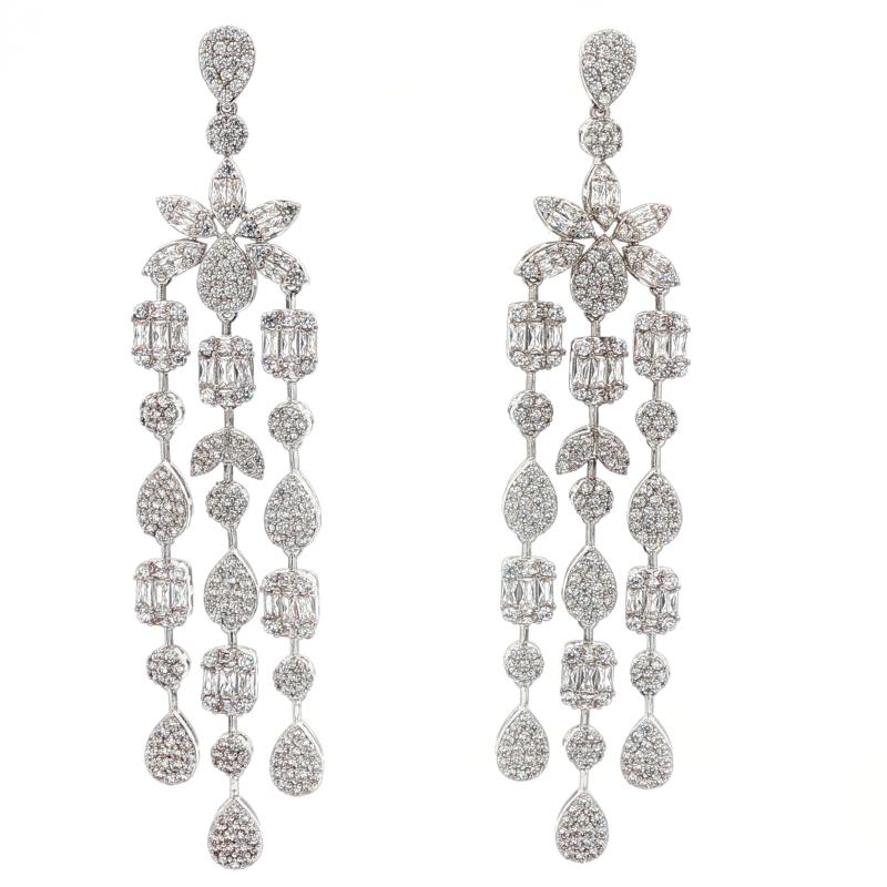 أقراط بتصميم ستارلايت مع 3 طبقات متدلية مرصعة بأحجار متعددة