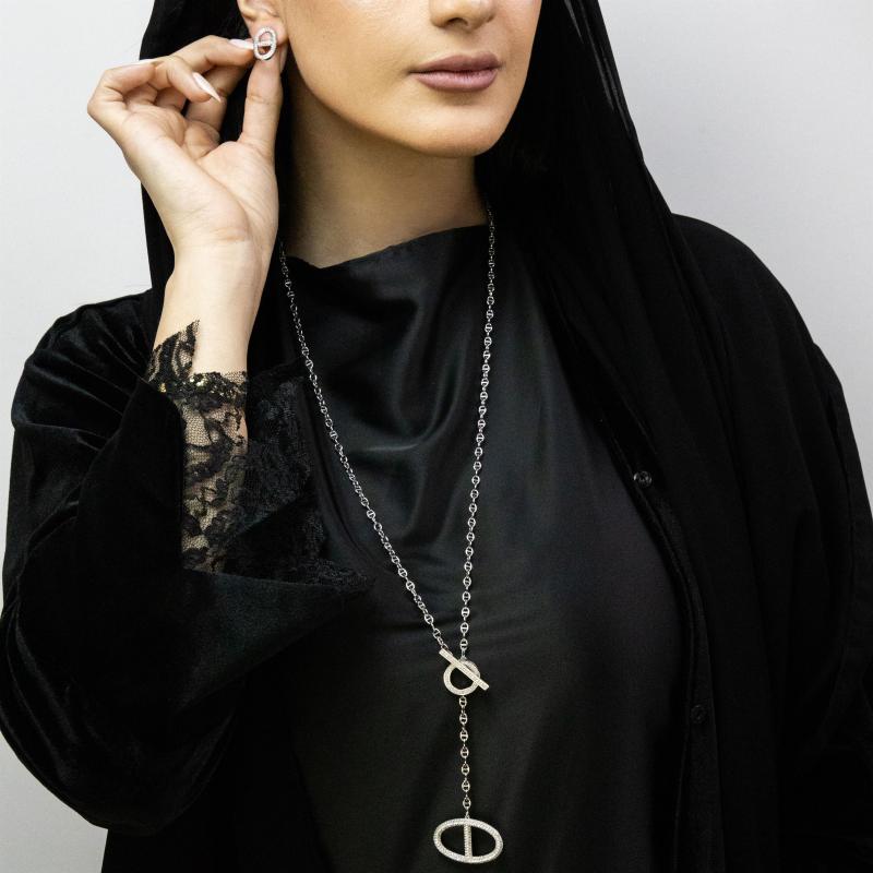 طقم إكسسوارات فضية كامل