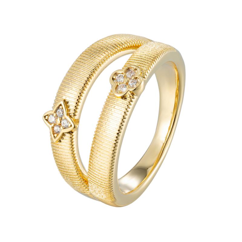 خاتم فضي نادي FS ونجمة بتصميم مزدوج مصنوع