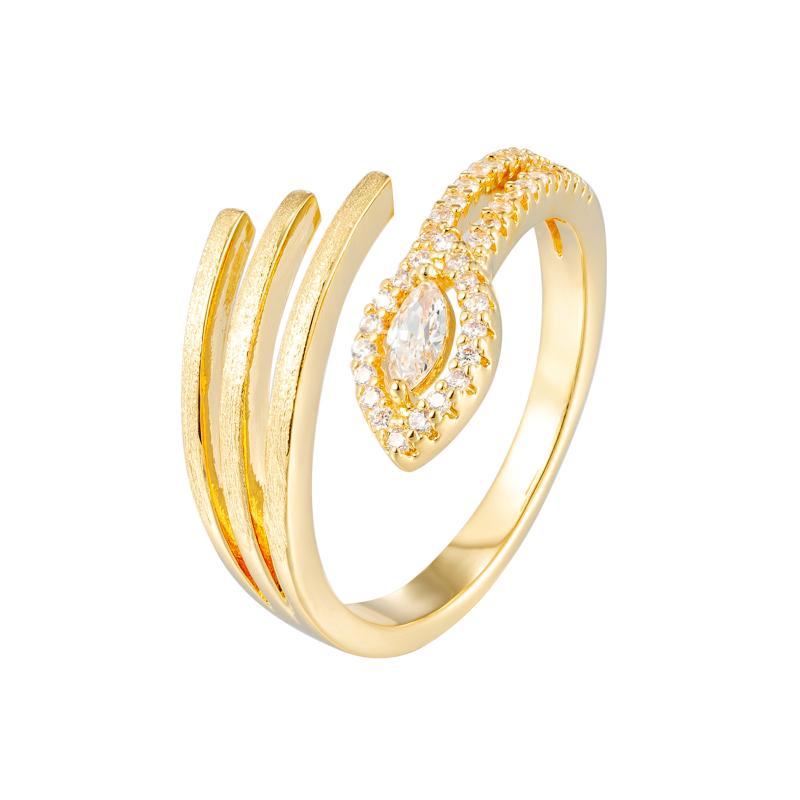 خاتم فضي شبه ثلاثي الطبقات مع أحجار ماركيز وأحجار أخرى