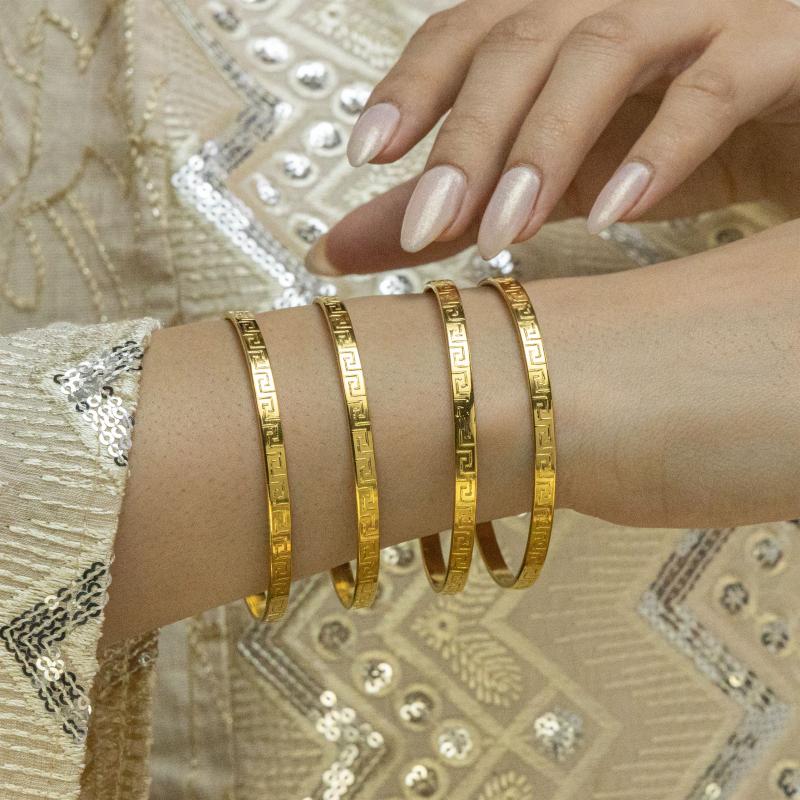 طقم 4 أساور بنقش المفتاح اليوناني