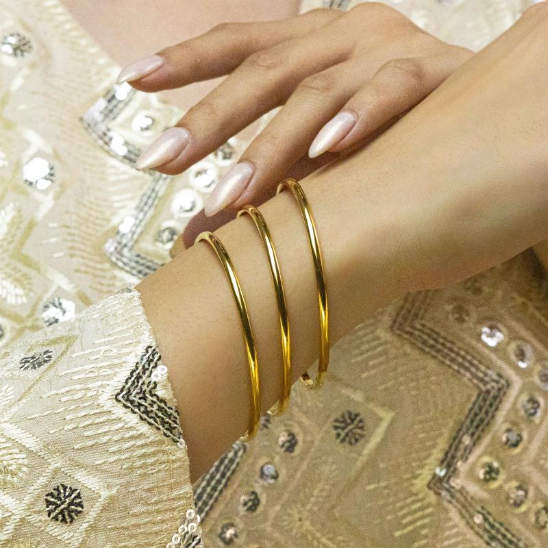 طقم 3 أساور ذهبية سادة