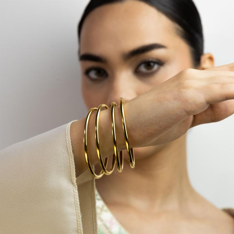 طقم 4 أساور ذهبية سادة