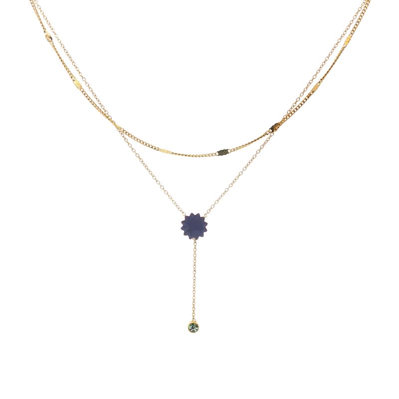 قلادة نجمة براقة معلقة مع سلسلتين وأطراف متدلية