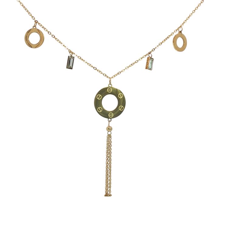 قلادة 3 قلوب و2 حجر مع سلاسل متدلية مستوحاة من تصميم CAR