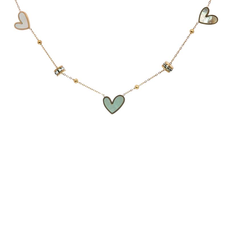 قلادة ثلاثة قلوب لؤلؤية مع أنابيب