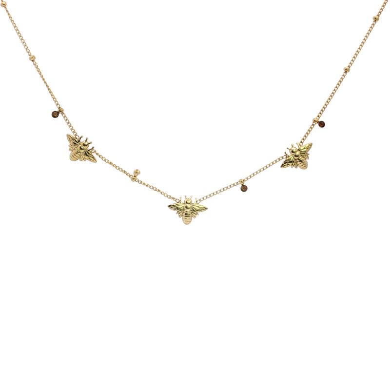 قلادة نحلة متعددة مع حجر وسلسلة