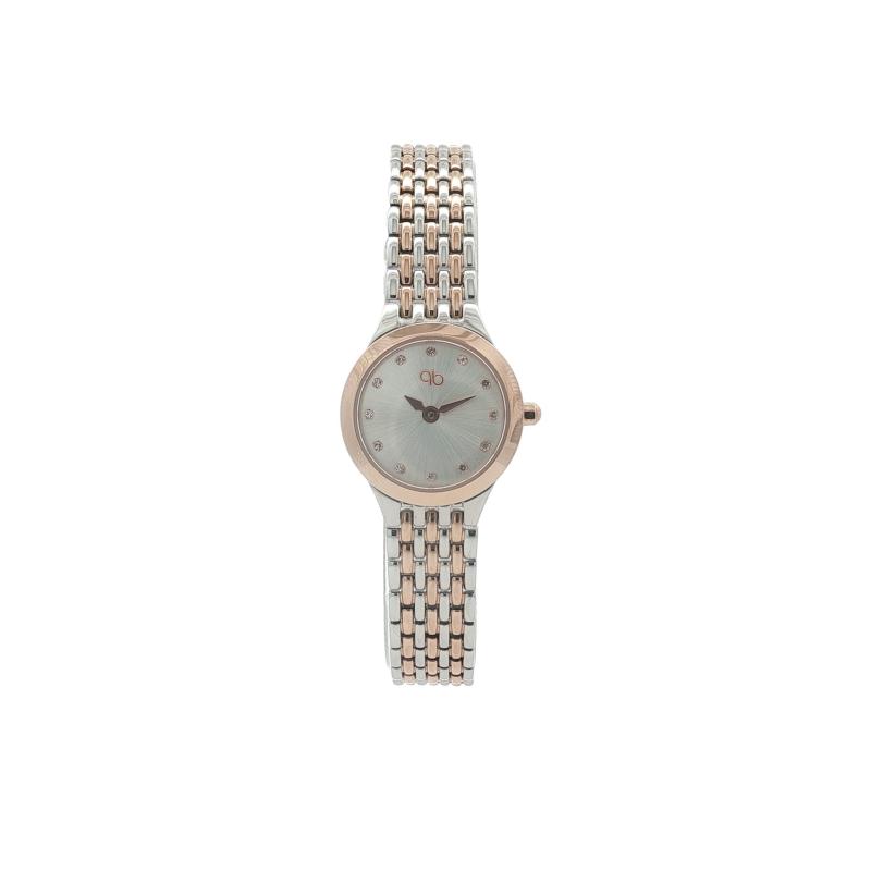 ساعة باريس بوتيك أناقة الذهب الوردي بالألماس وكوارتز