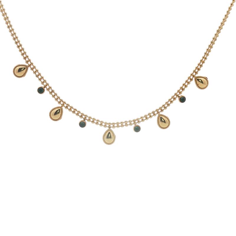 قلادة خرز مزدوجة بقطرة دموع مزينة بأحجار