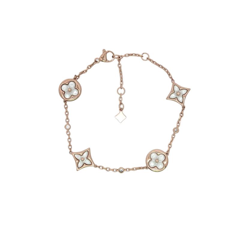 سوار L&V بأربع زهور مع دبابيس صغيرة مزدوجة