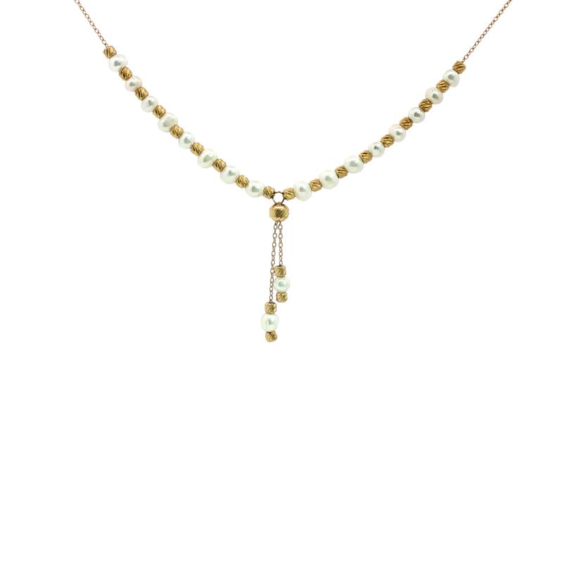 عقد اللؤلؤ البديل والخرز المنقوش