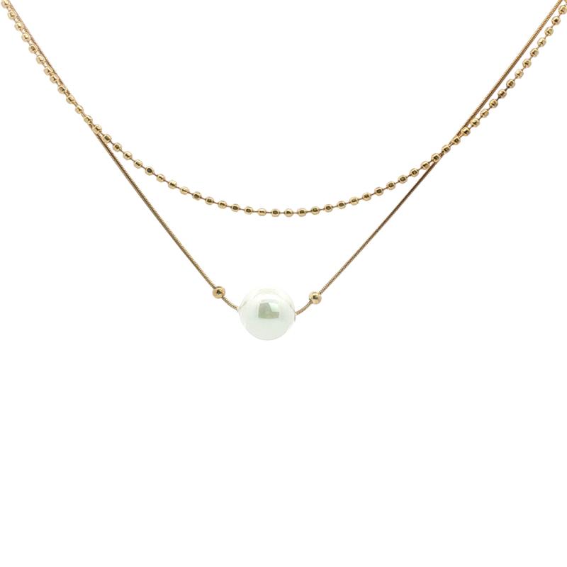 عقد لؤلؤة دائرية بسلسلتين مختلفتين