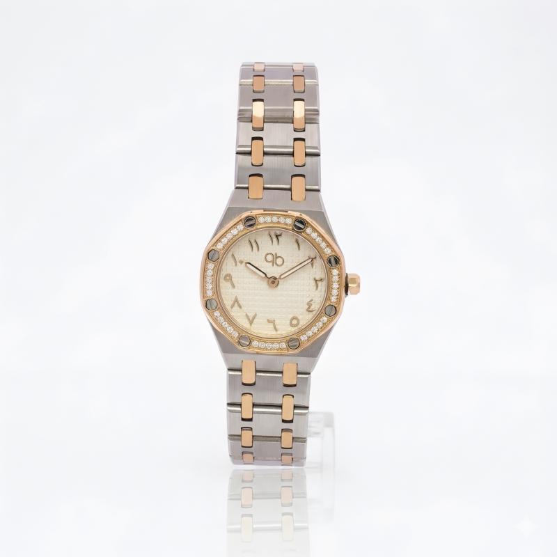 ساعة باريس بوتيك ميني ثمانية الأضلاع مرصعة بالأحجار (أرقام عربية)