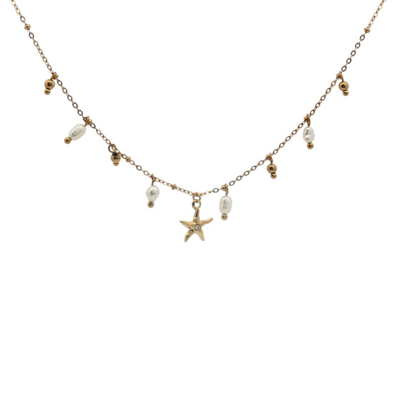 قلادة نجمة البحر باللؤلؤ والخرز