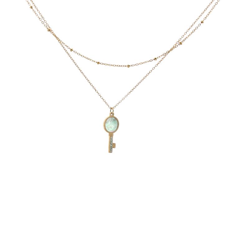 قلادة مفتاح لؤلؤي مع سلسلتين