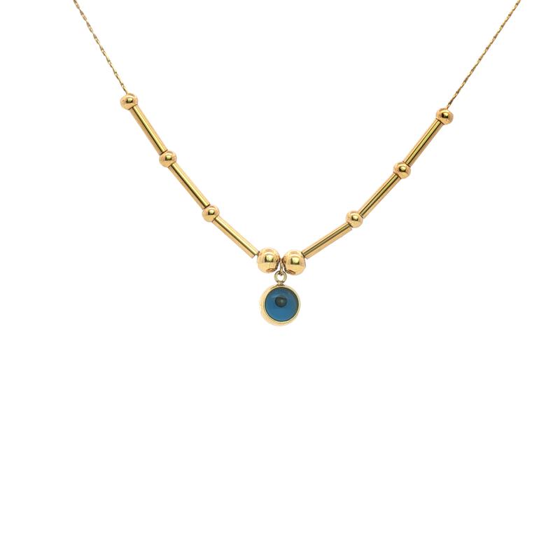 قلادة عيون زرقاء داكنة مع أعواد