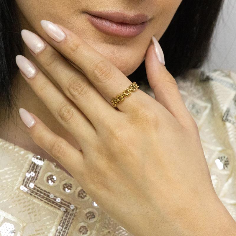 خاتم سلسلة وصلات ذهبية