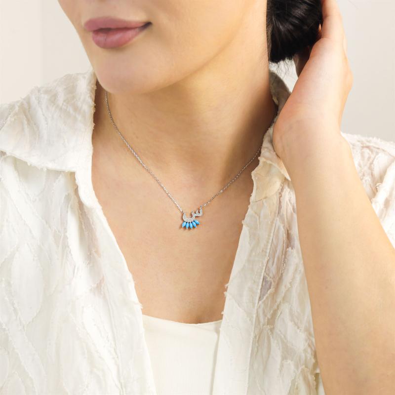 عقد الحرف بلون الفيروز – فضة أصلية