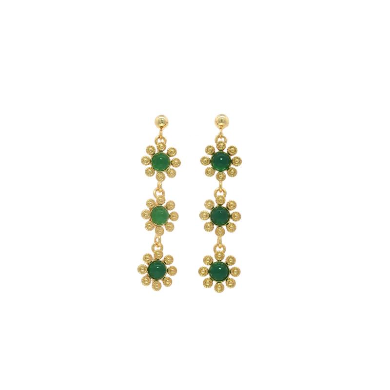 أقراط زهرة الزمرد المتدلية