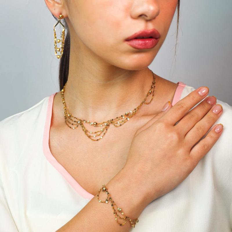 طقم سلسلة شفاه متعددة الطبقات مع خرز