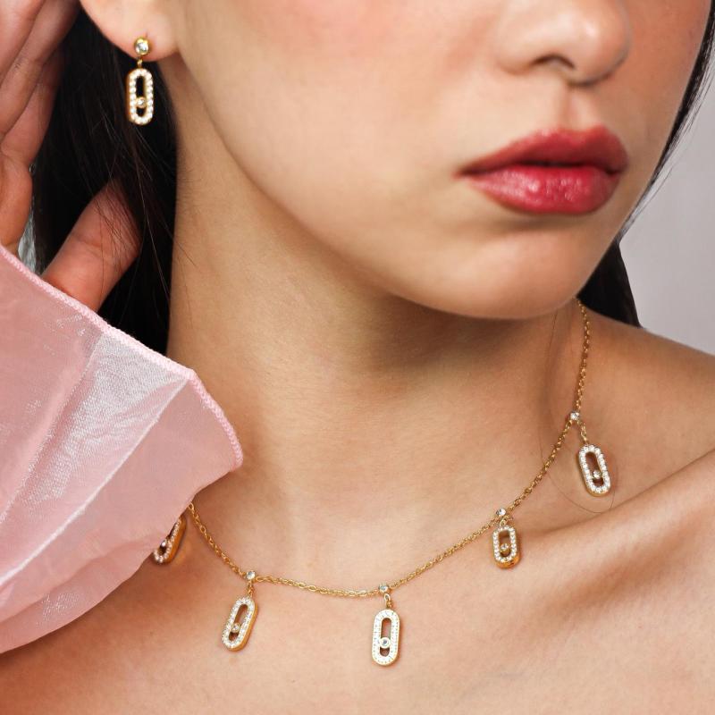 نصف طقم شعار دبوس كبير مرصّع بالكامل بالأحجار