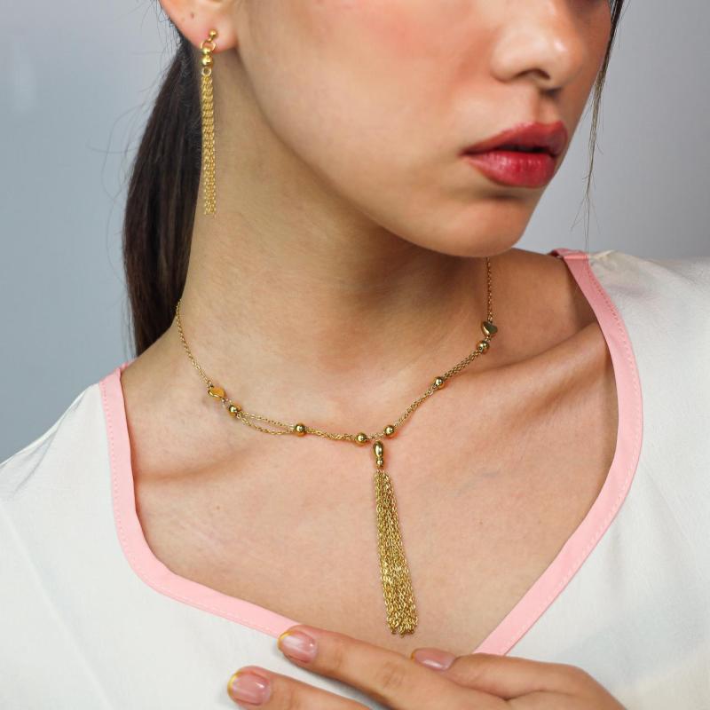 طقم سلاسل متدلية مع خرز وقلوب