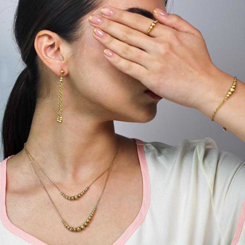 طقم كامل - خرز مربع محفور بطبقتين