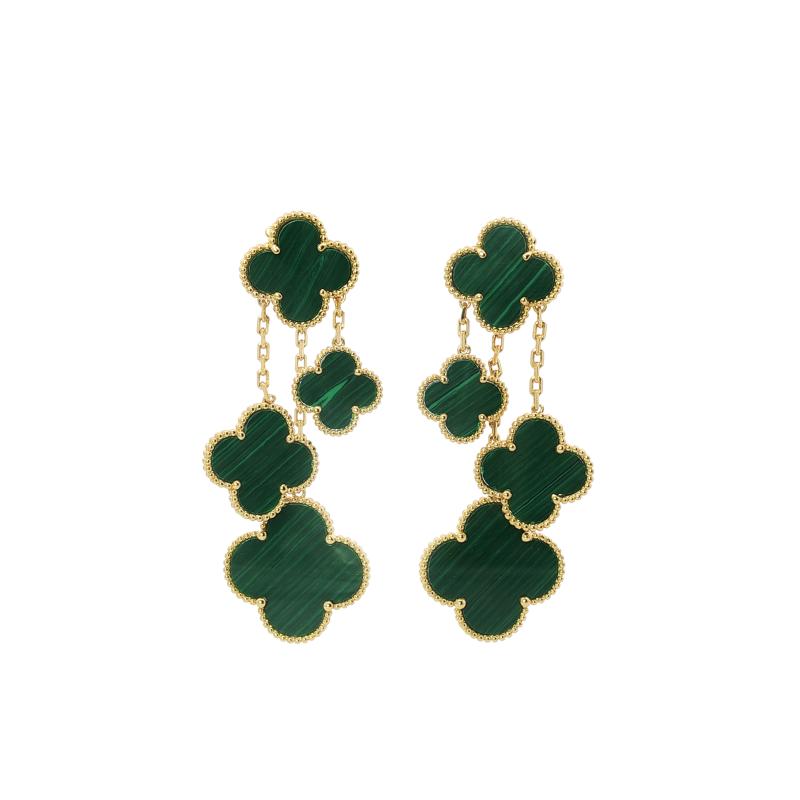 أقراط زهرة خضراء رباعية